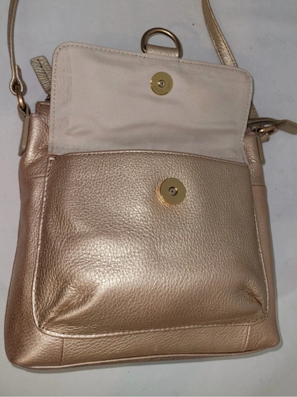 Fossil Metallic Crossbody Bag Bronze Gold Leather Vintage Y2K